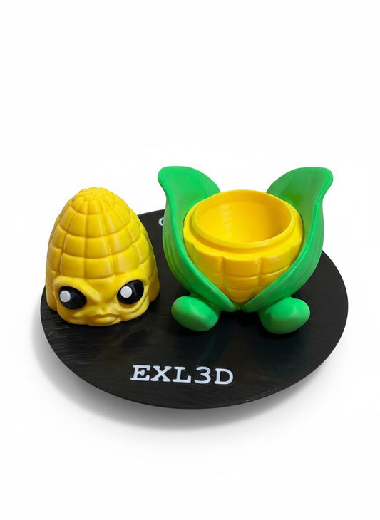 Cautious Corn Secret Stash Jar — 3D Printed Hidden Compartment Desk Buddy