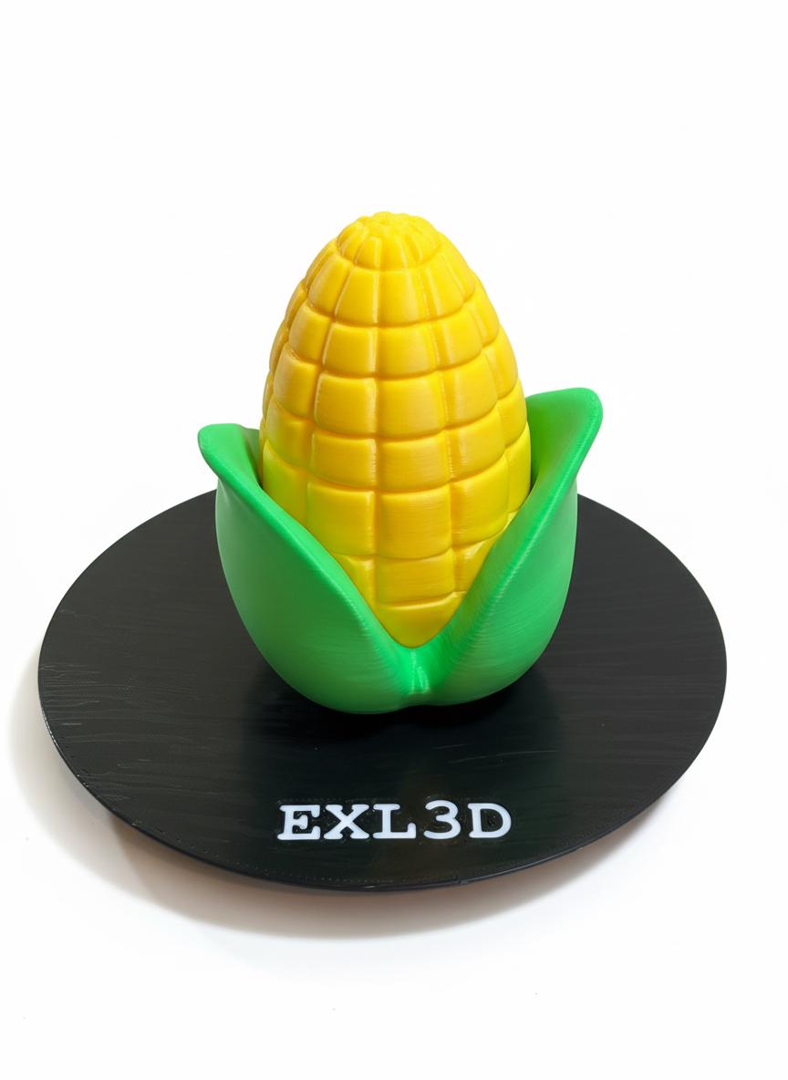 3D printed corn secret stash jar beside houseplants as quirky coworker gift