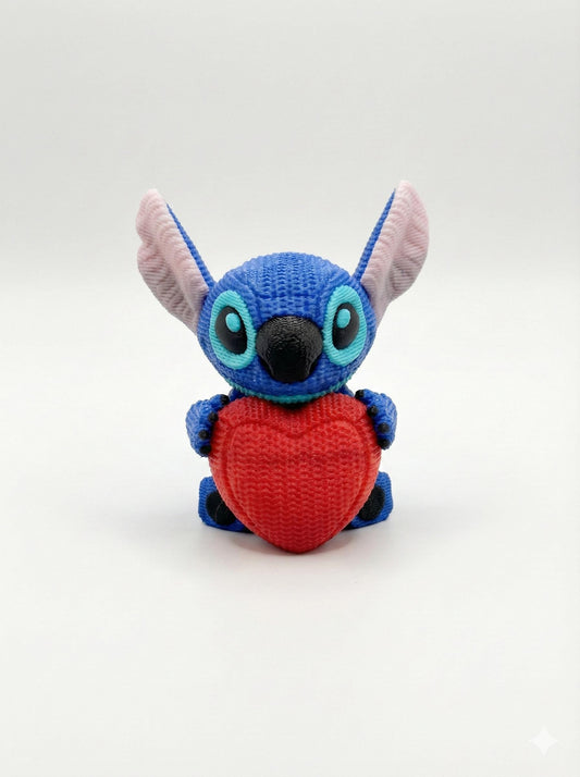 close-up of crochet-look matte surface texture on small 3D printed alien statue