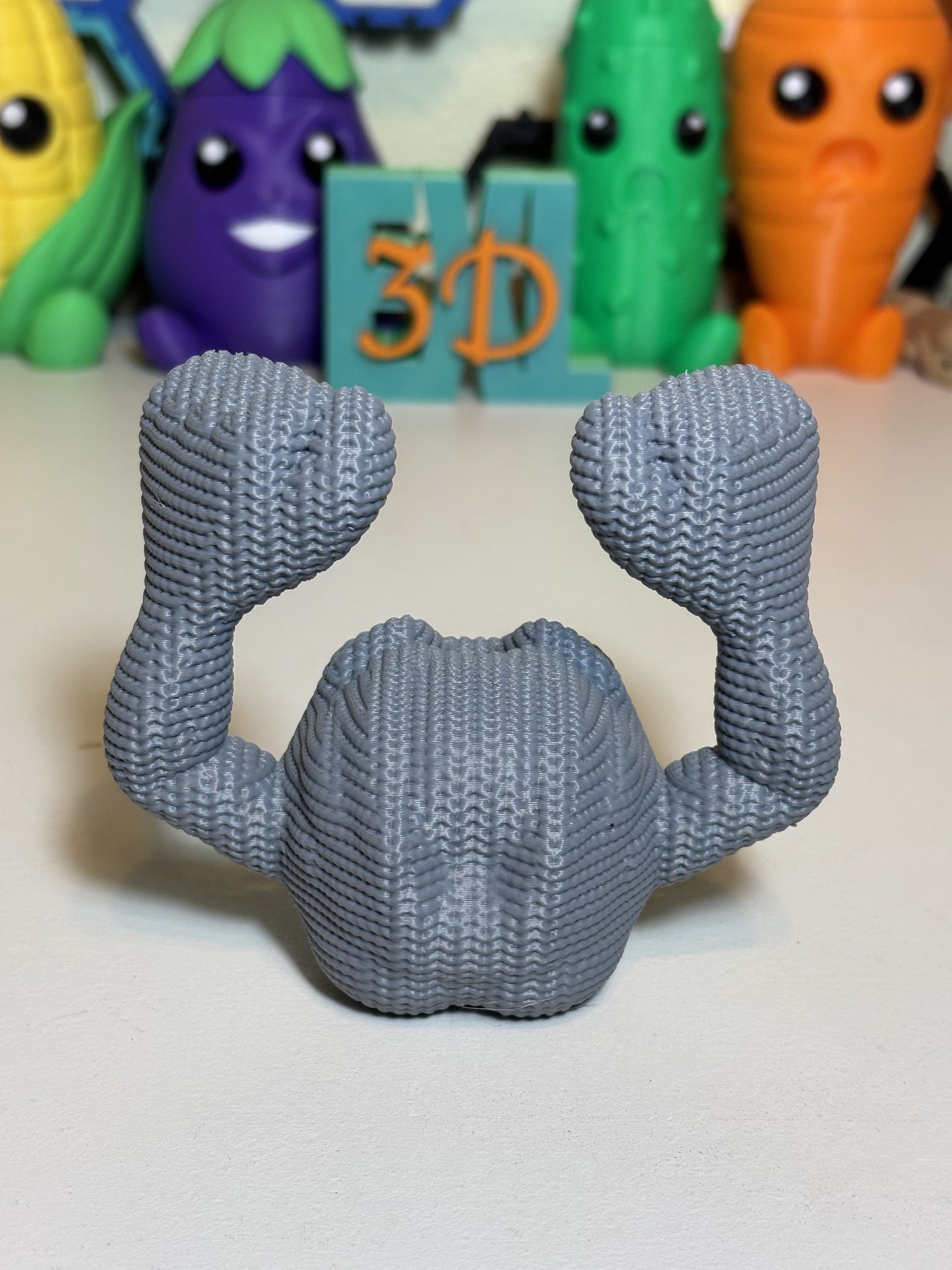 3D printed Geodude statue gift packaging or lifestyle flat lay display
