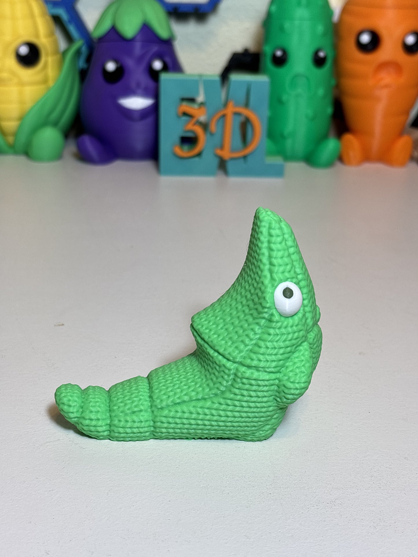 3D printed fandom statue gift Metapod faux knit finish natural light