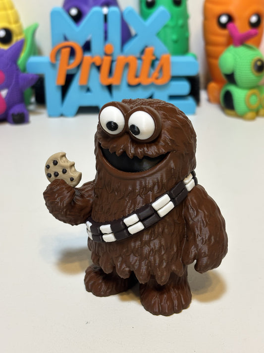 Close-up of faux-fur texture detail on 3D printed Wookiee Monster figure
