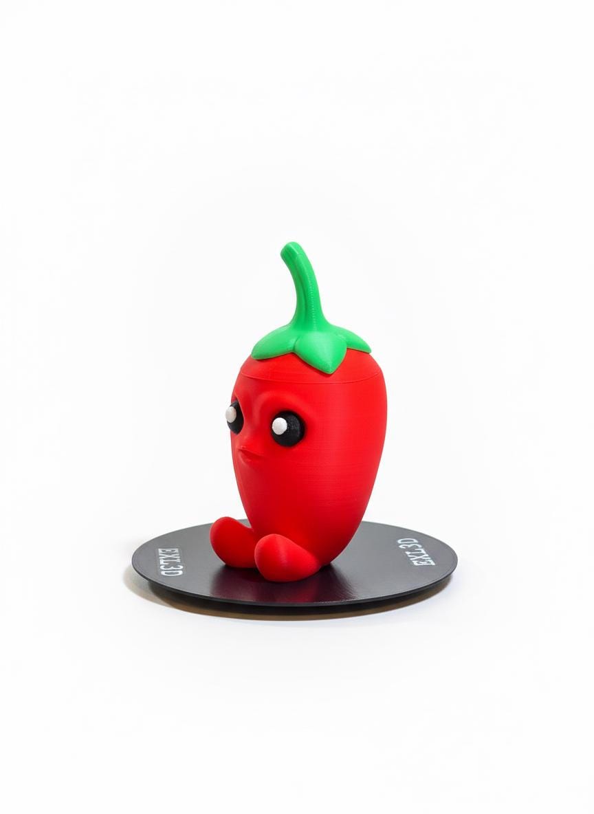 Cheeky chili pepper stash box front view showing expressive character eyes