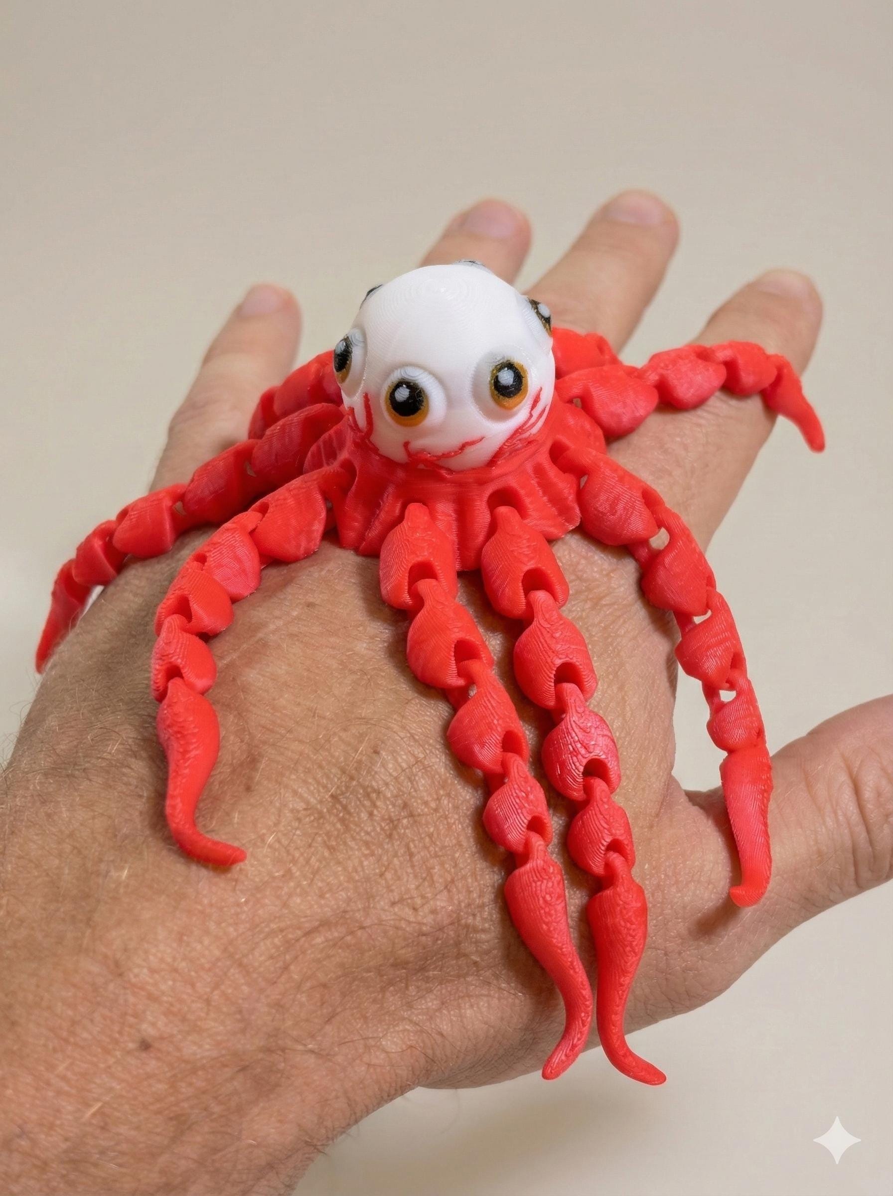 Close-up of articulated tentacle segments on T. Ocellus fidget toy