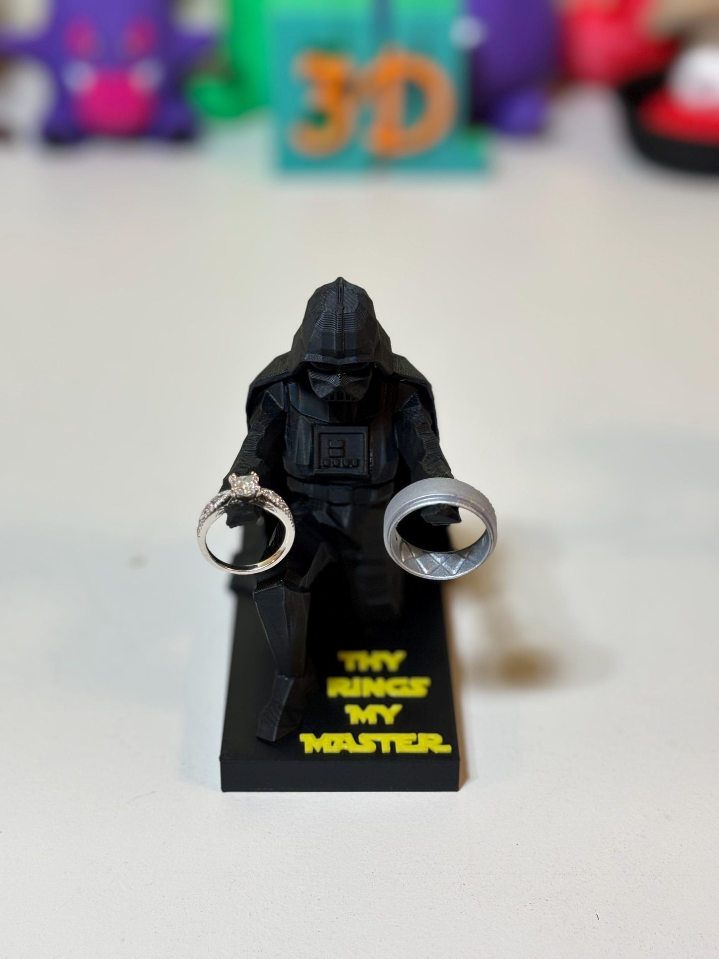 Close-up of geometric angular Vader figure showing faceted low poly surface detail