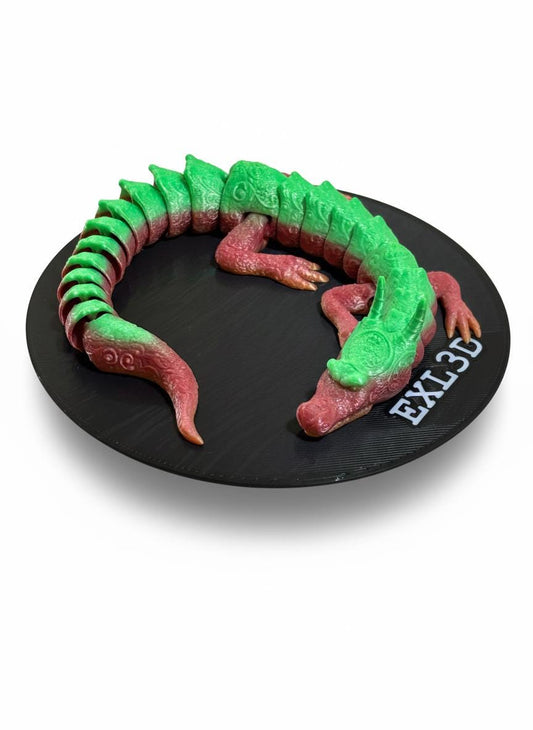 Articulated Dragon Flexi — 15" Glyph Texture 3D Printed Fidget