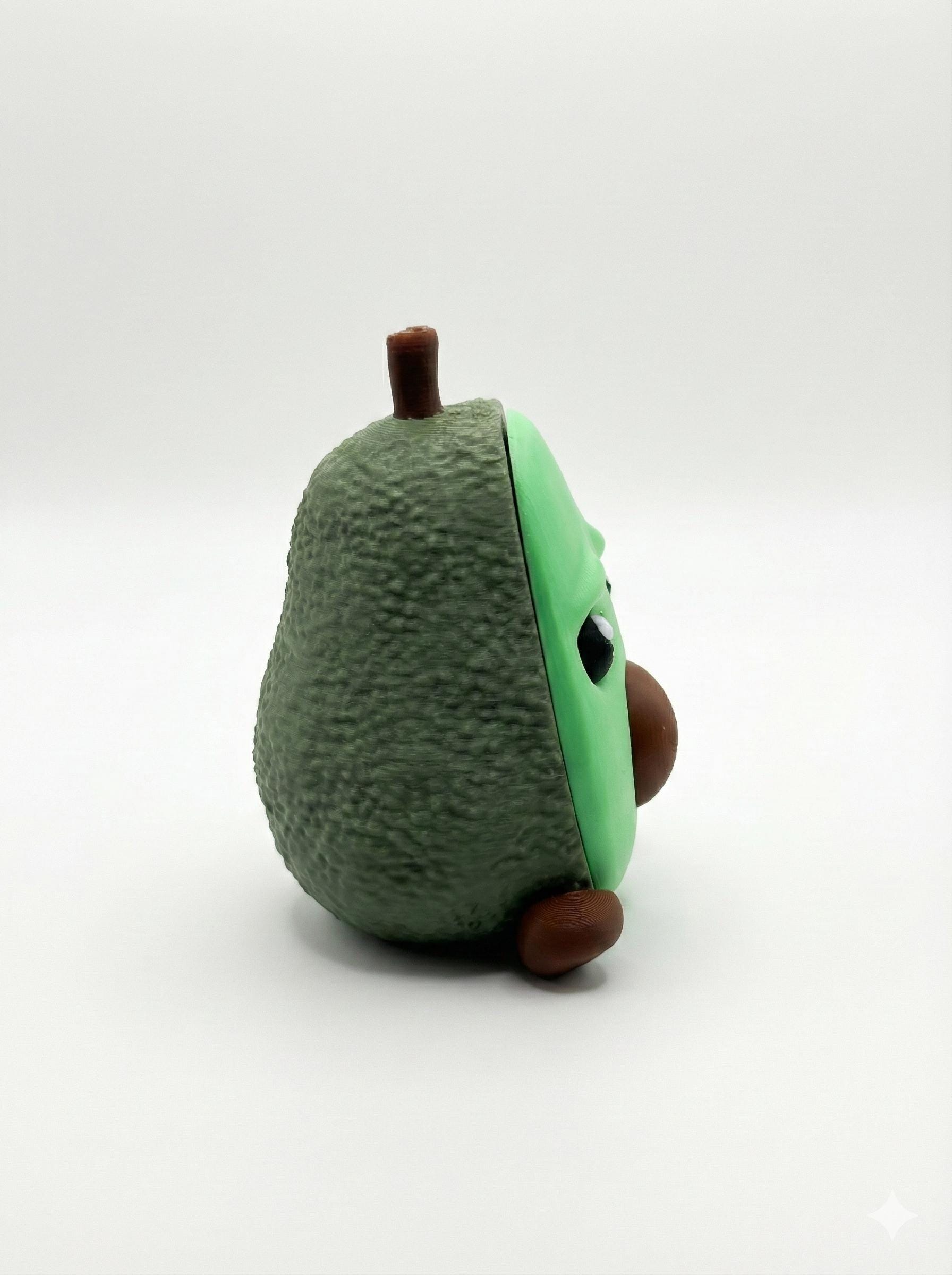 Kawaii avocado desk figurine with bumpy textured back and tiny feet