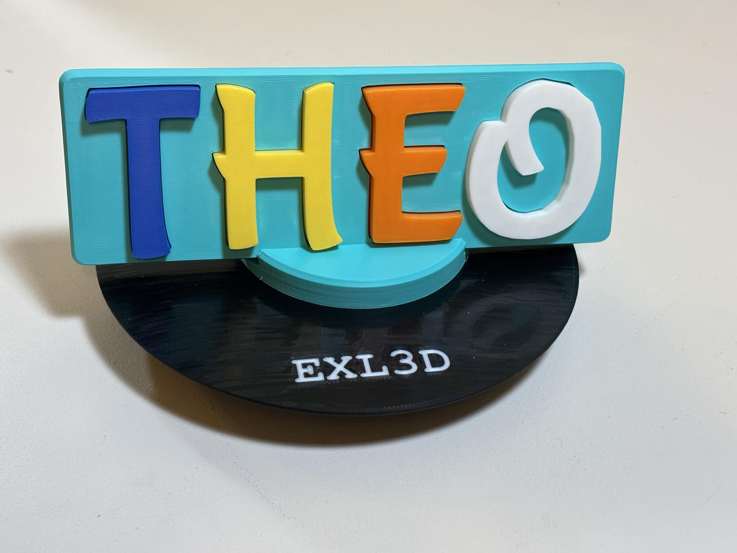 Custom name puzzle in Primary color theme spelling a five-letter toddler name