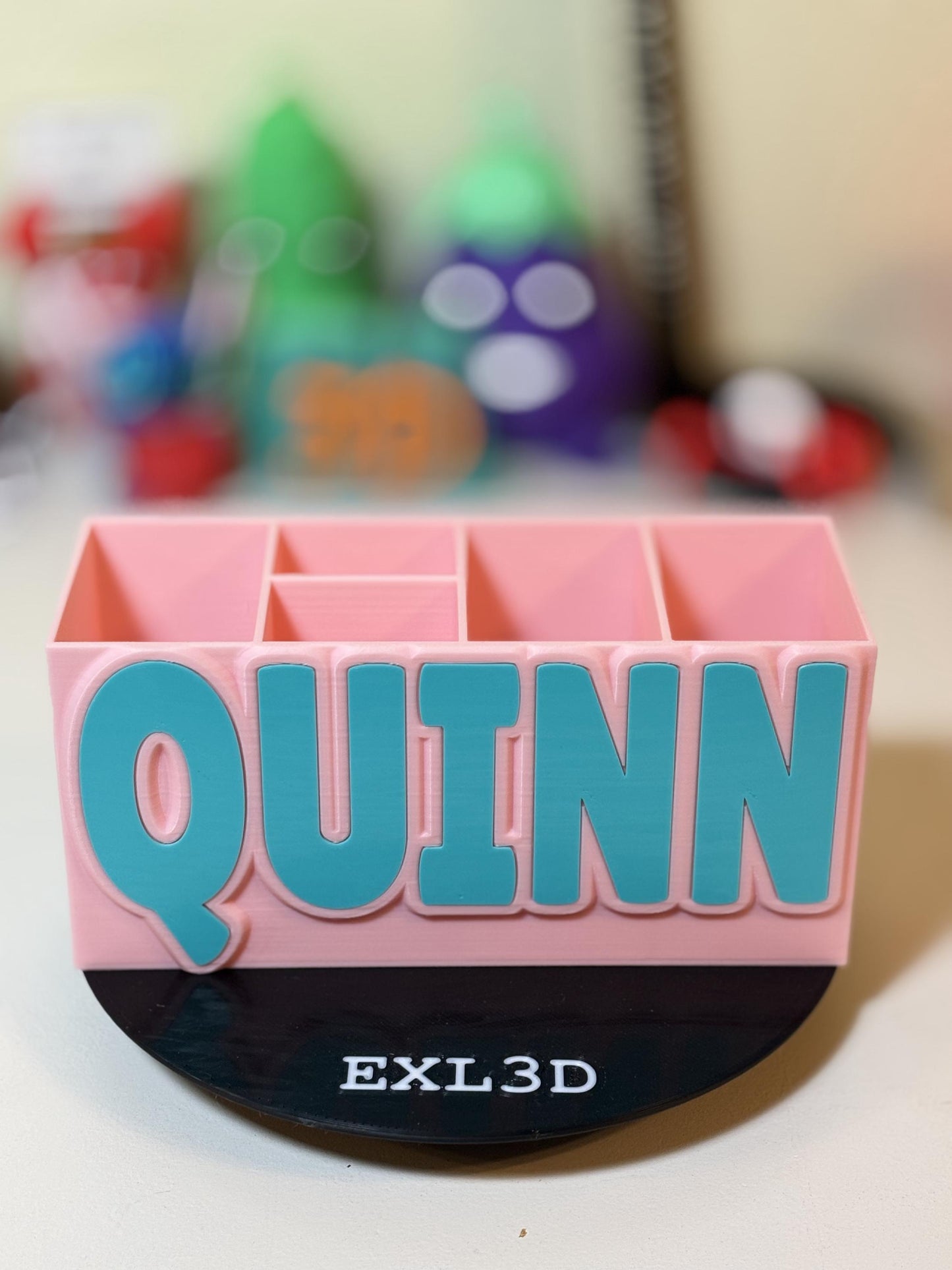 Custom 3D printed birthday gift idea — name organizer in two-tone color combo