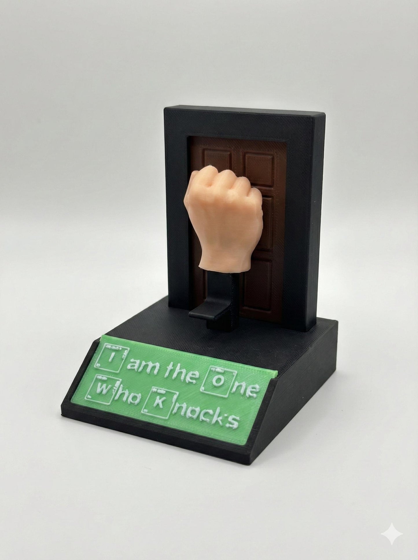 Embossed silhouette detail on base of 3D printed Breaking Bad desk toy