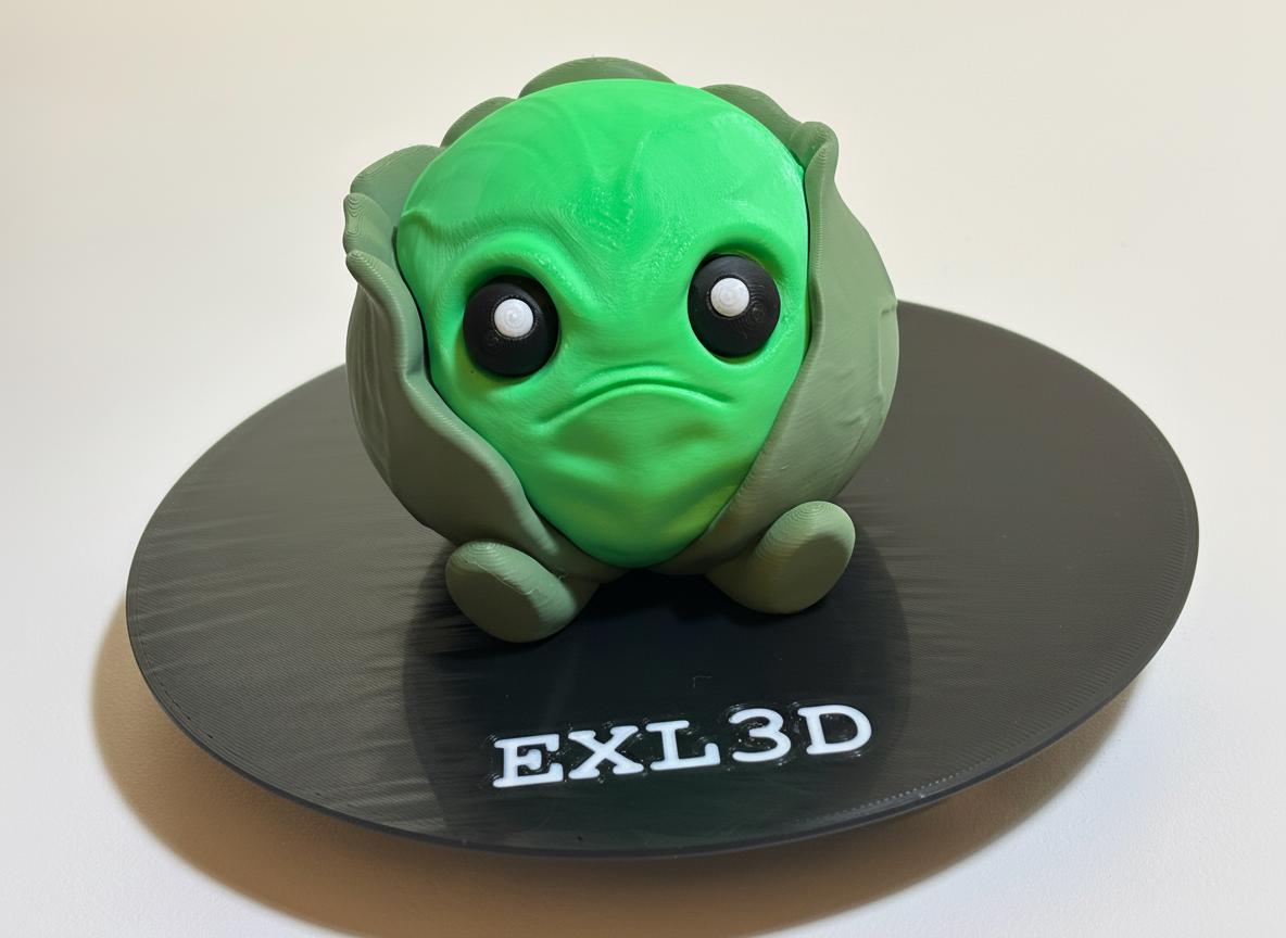 Grumpy kawaii cabbage secret stash box closed on a wooden desk surface