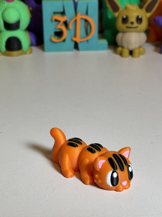 Articulated Garfield tabby flexi toy showing flexible spine segments close up