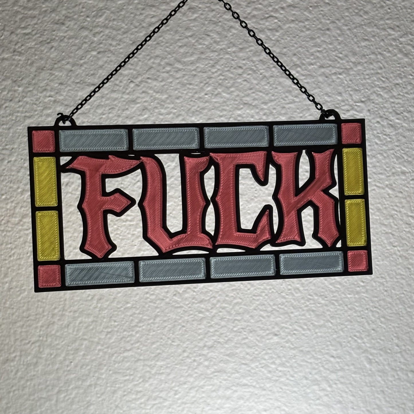 Close-up of leaded line detail on custom 3D printed translucent suncatcher