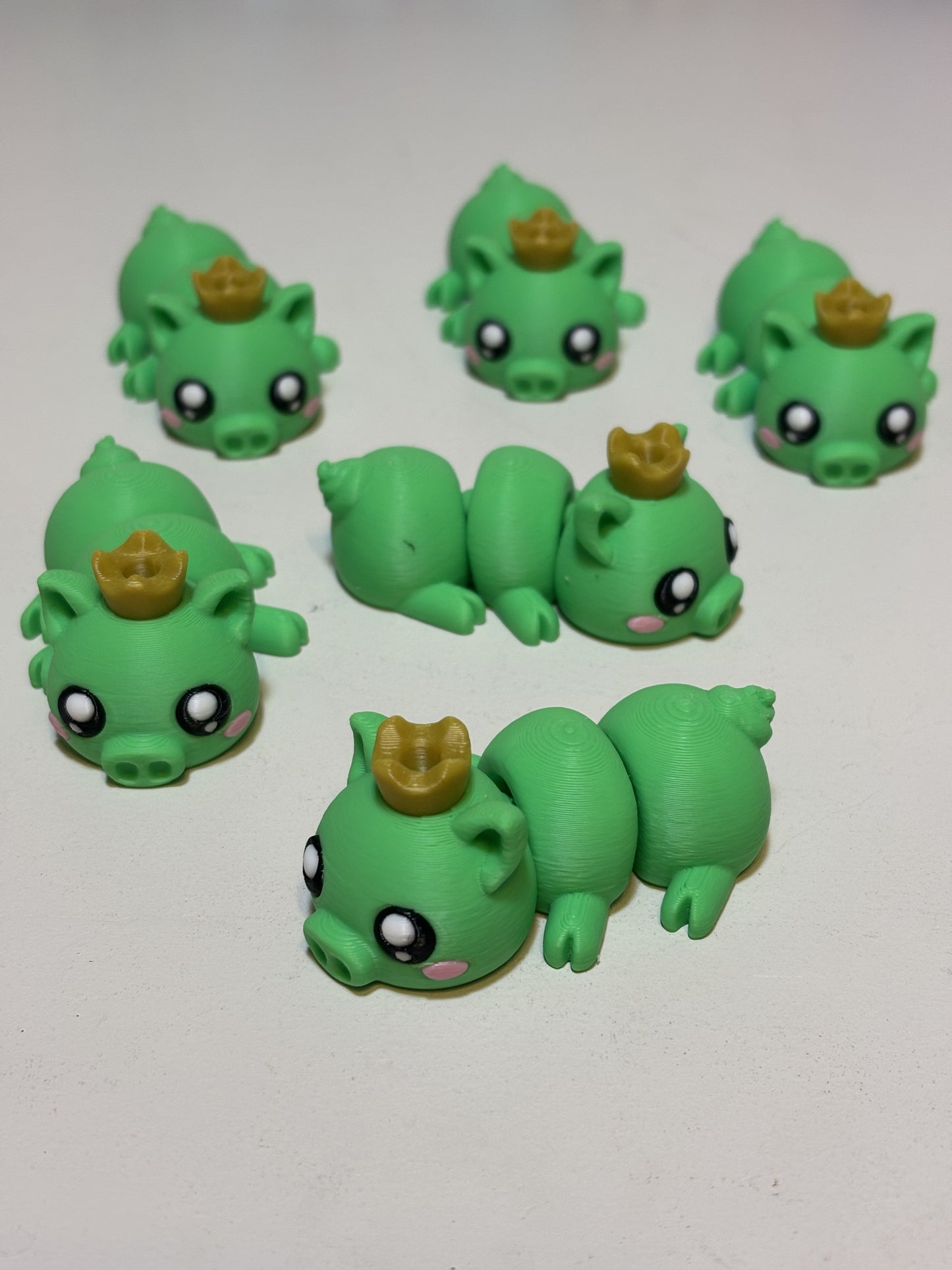 Multiple flexi articulated animals arranged together showing full character roster