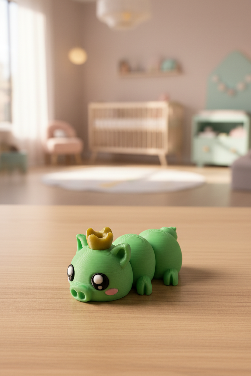 Close-up of 3D printed articulated toy joints showing print-in-place detail