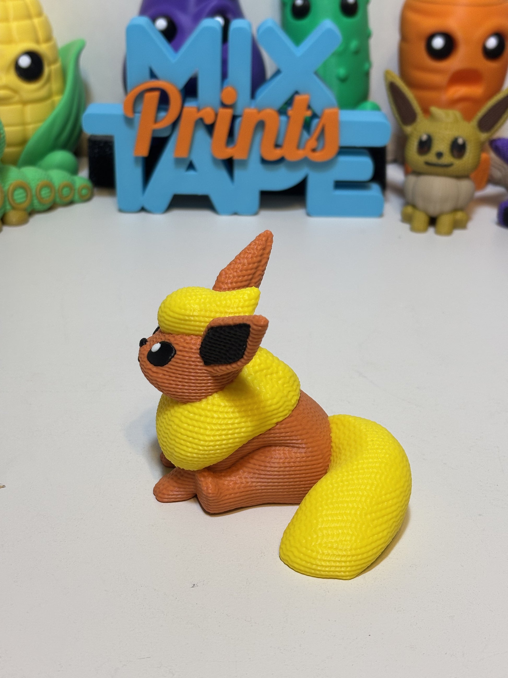 Flareon faux knit figure front view showing full character sculpt