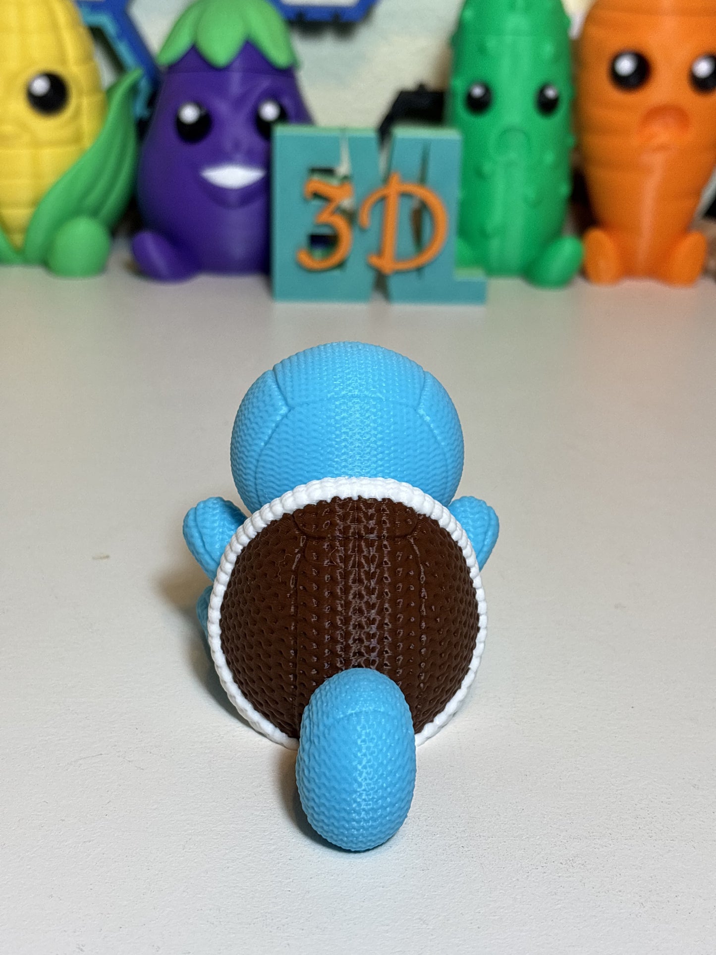 3D printed Squirtle fandom decor gift angled side profile view