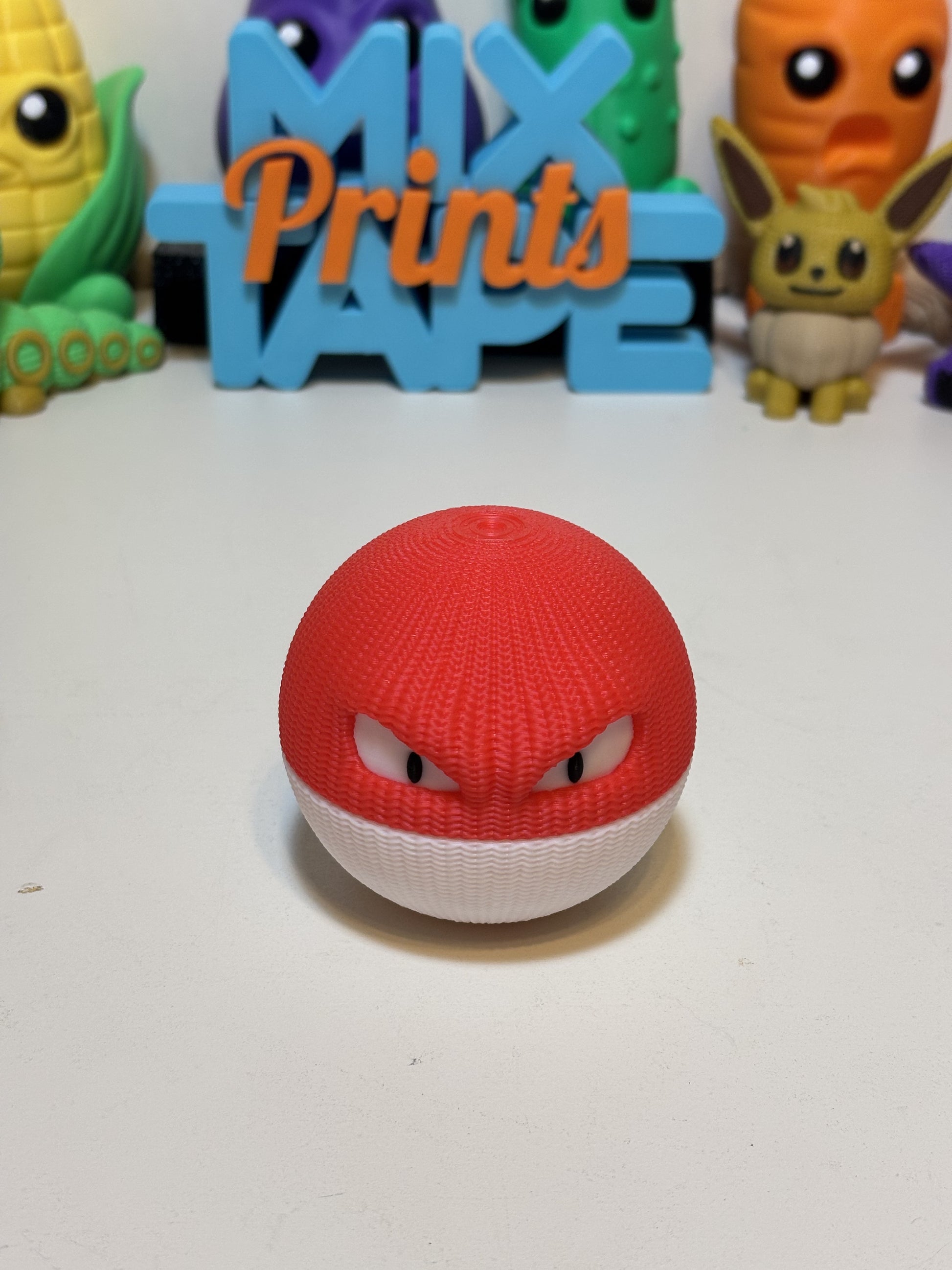 Close-up of textured faux knit finish on Voltorb decorative figure