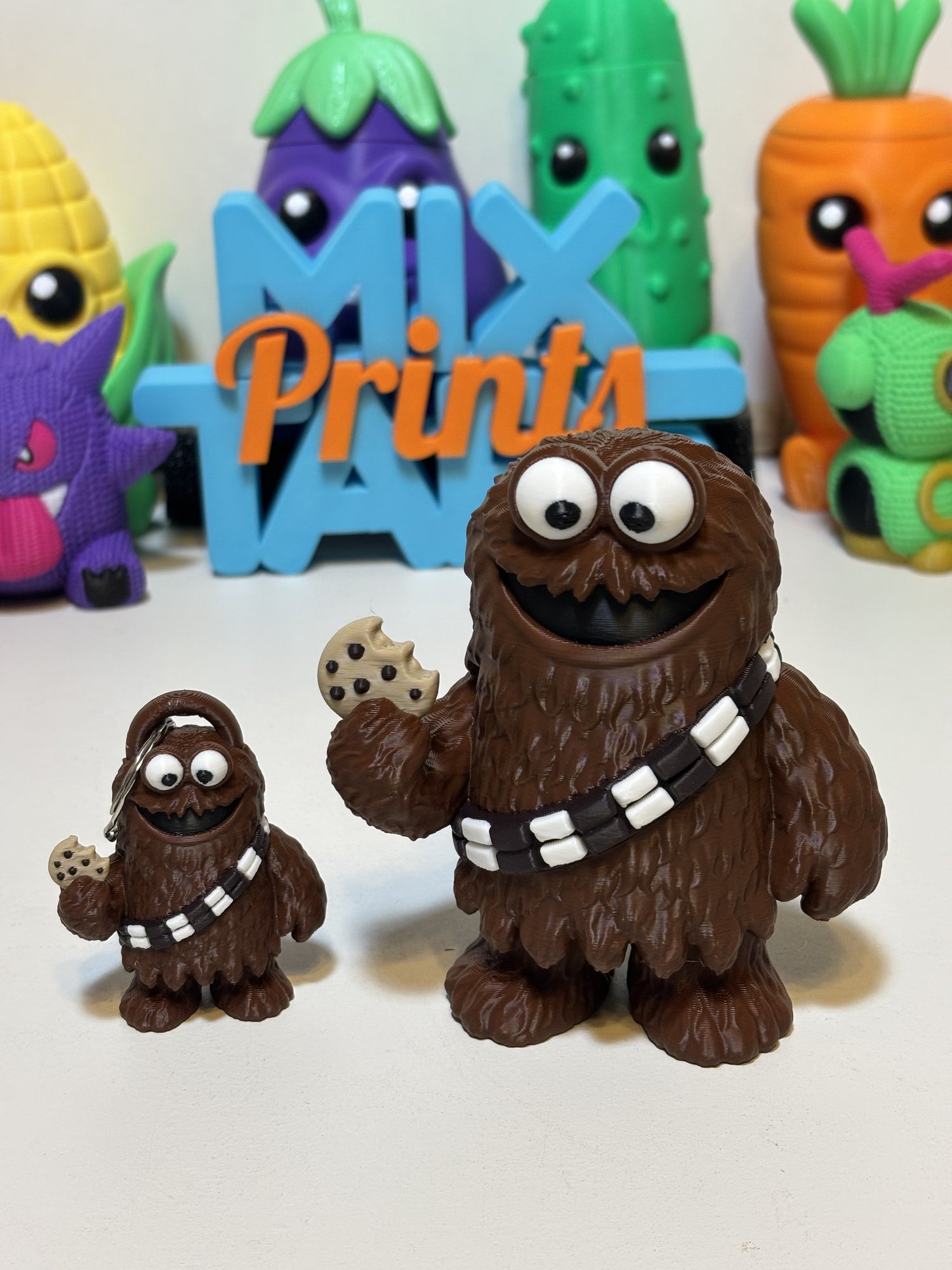 3D printed Wookiee Monster desktop figure in Wookiee Brown with dual-color bandolier