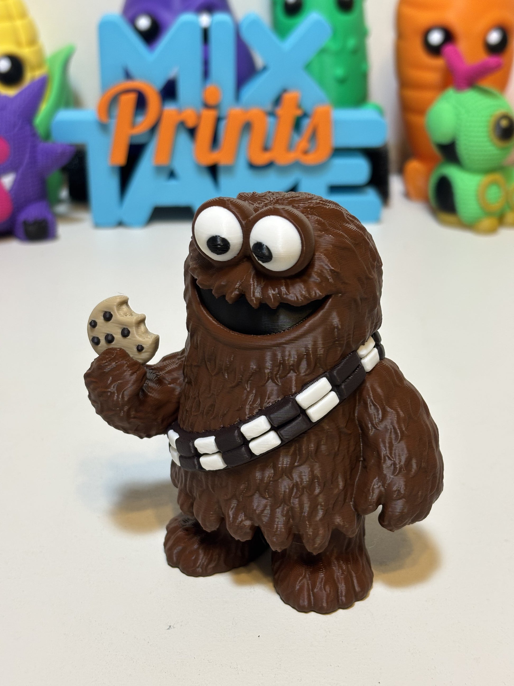 Close-up of faux-fur texture detail on 3D printed Wookiee Monster figure