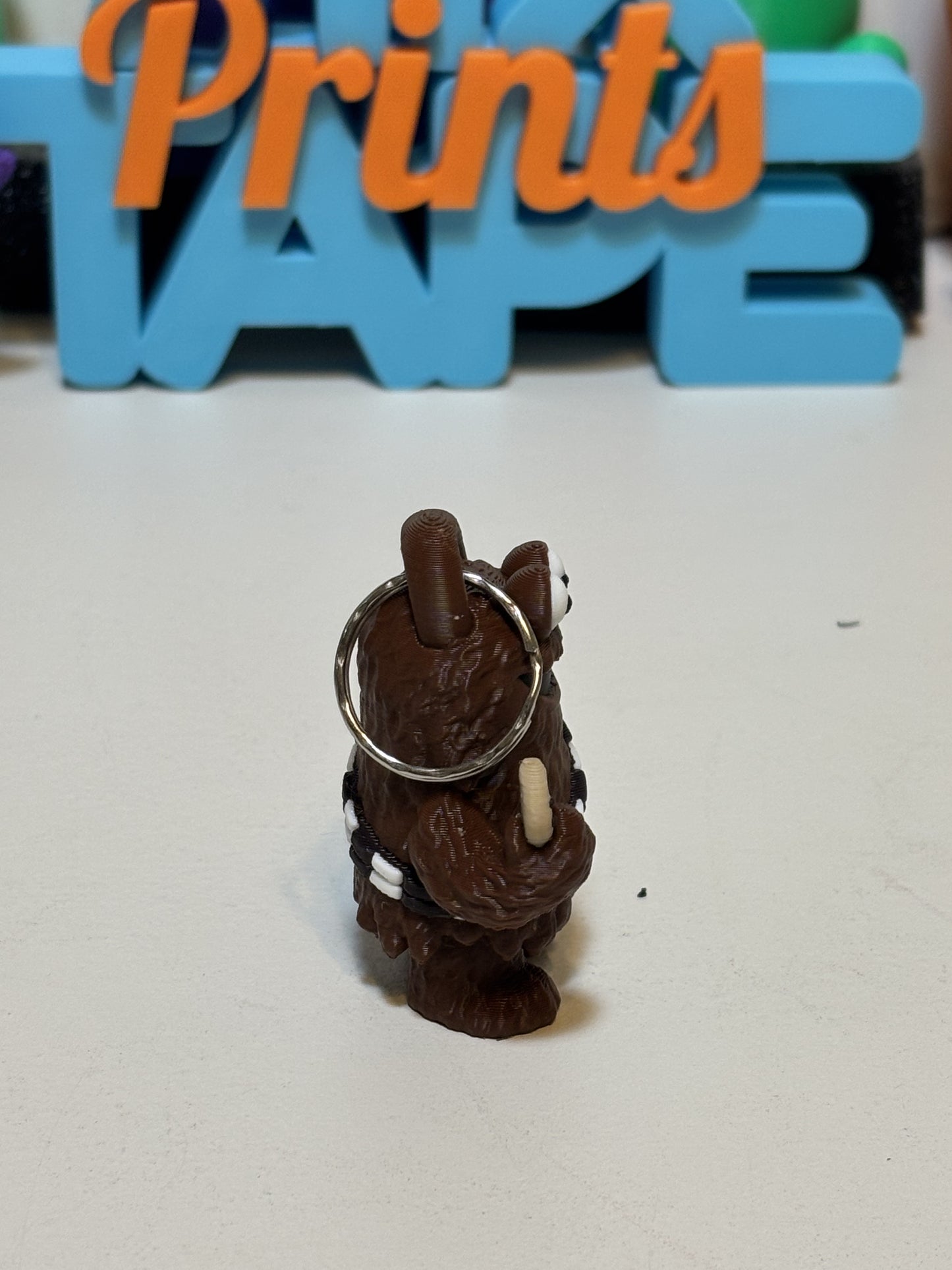 Wookiee Monster figure rear view highlighting faux-fur texture and PLA material finish